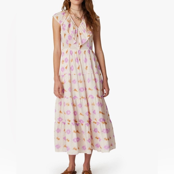 NWT✨XÍRENA Abstract Print Tiered Cotton Dress LILAC IKAT Sz Medium - Picture 9 of 17